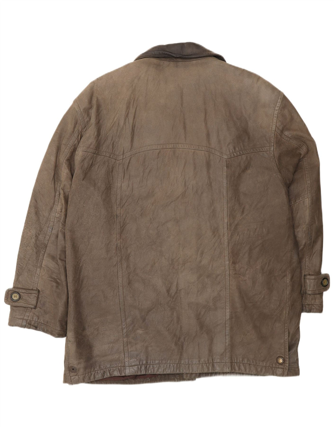 L.LAMBERTAZZI Mens Leather Coat UK 40 Large Brown Leather