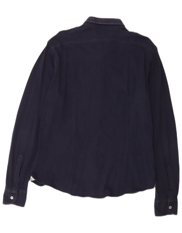 Liu Jo Mens Slim Fit Shirt Size 43 XL Navy Blue Cotton