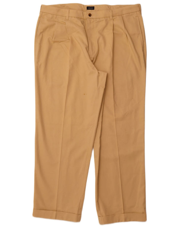 Izod Mens Pegged Chino Trousers W40 L30 Beige Cotton