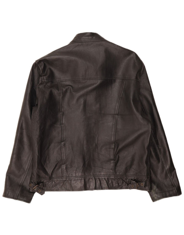 Conbipel Mens Free Heron Leather Jacket IT 52 Large Black Leather