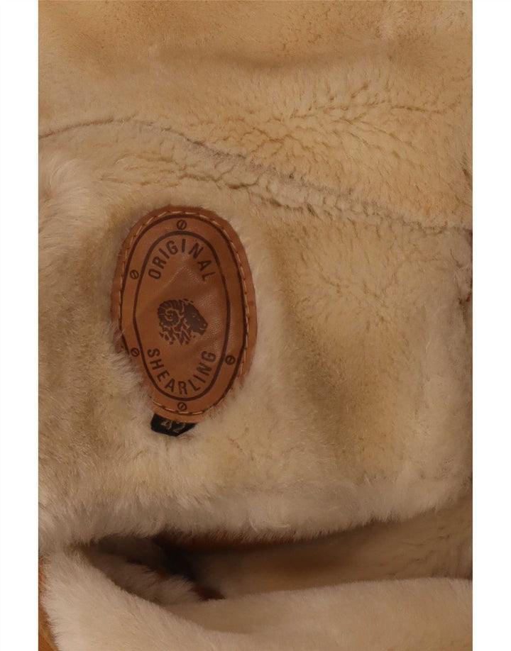 Vintage Womens Oversized Shearling Jacket IT 42 Medium Brown Colourblock