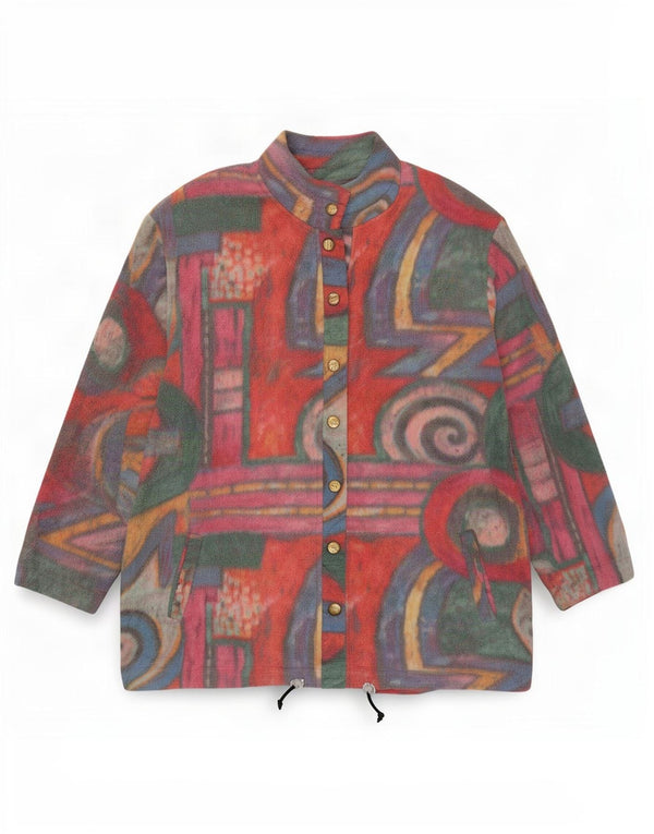 F.LLI Campagnolo Womens Fleece Jacket UK 18 XL Multicoloured Geometric