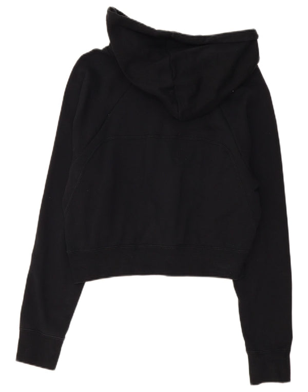 Nike Womens Crop Graphic Hoodie Jumper UK 16 Large Black Cotton