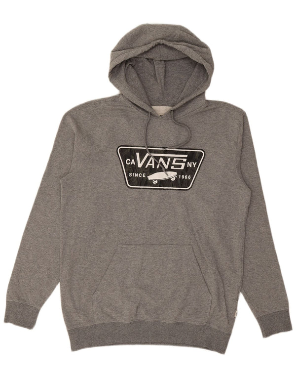VANS Mens Graphic Hoodie Jumper Medium Grey Flecked Cotton