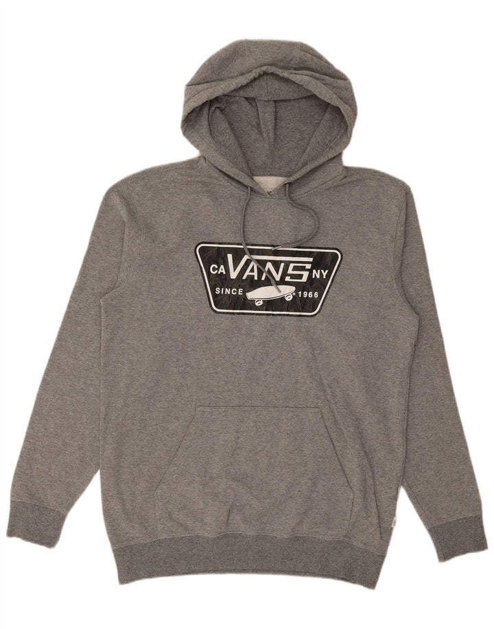 VANS Mens Graphic Hoodie Jumper Medium Grey Flecked Cotton