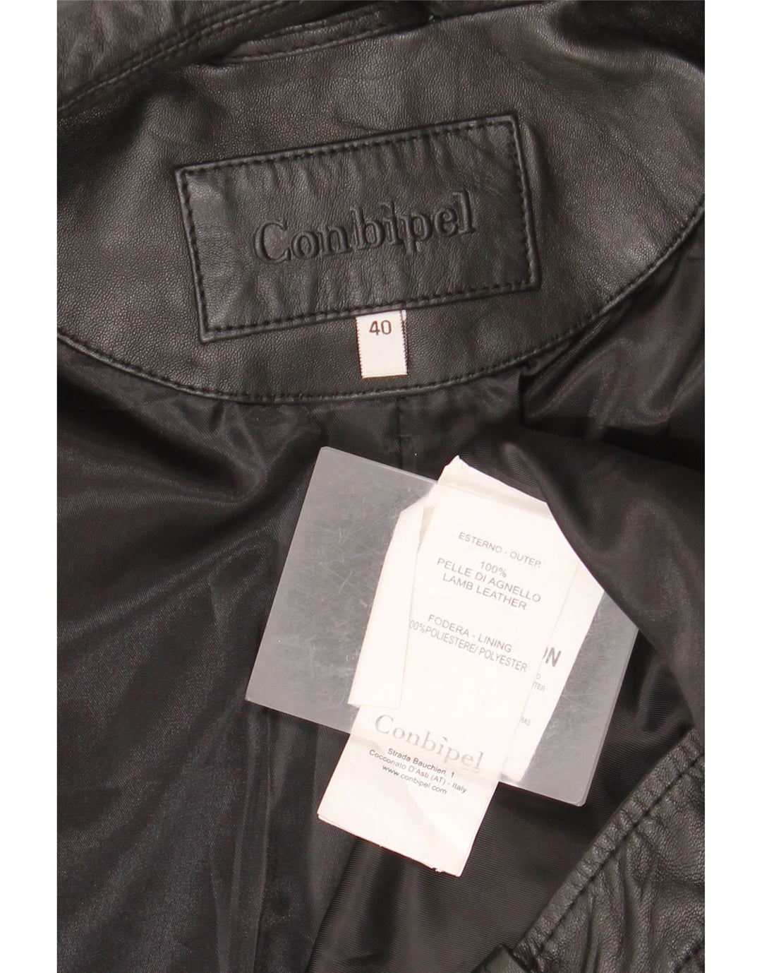 Conbipel Womens Leather Biker Jacket IT 40 Small Black Leather
