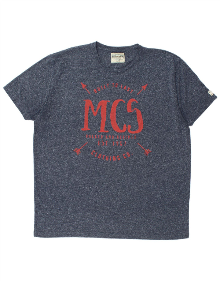 Marlboro Classics Mens Graphic T-Shirt Top 2XL Navy Blue Flecked Polyester