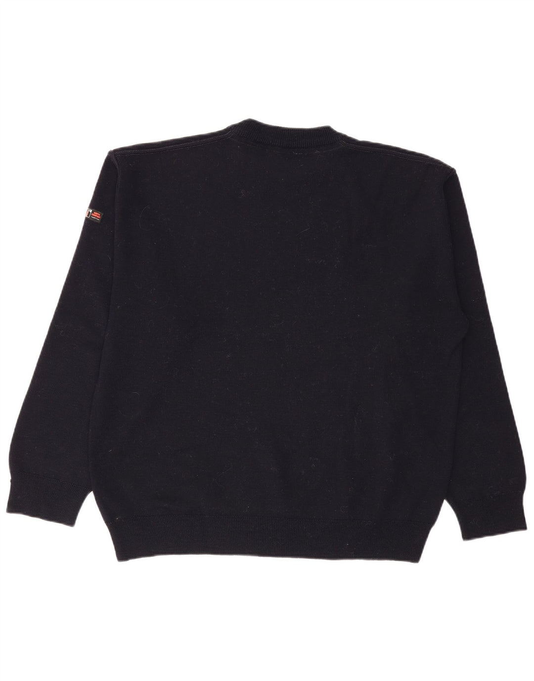 VINTAGE Mens Crew Neck Jumper Sweater Large Navy Blue Cotton