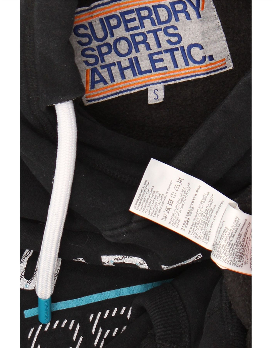 SUPERDRY Mens Graphic Hoodie Jumper Small Black Cotton