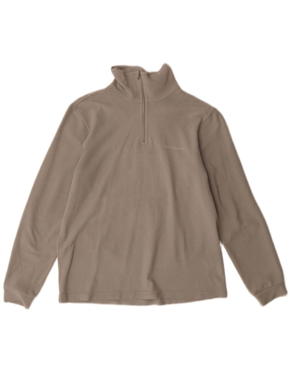 Champion Mens Zip Neck Fleece Jumper Small Grey Polyester