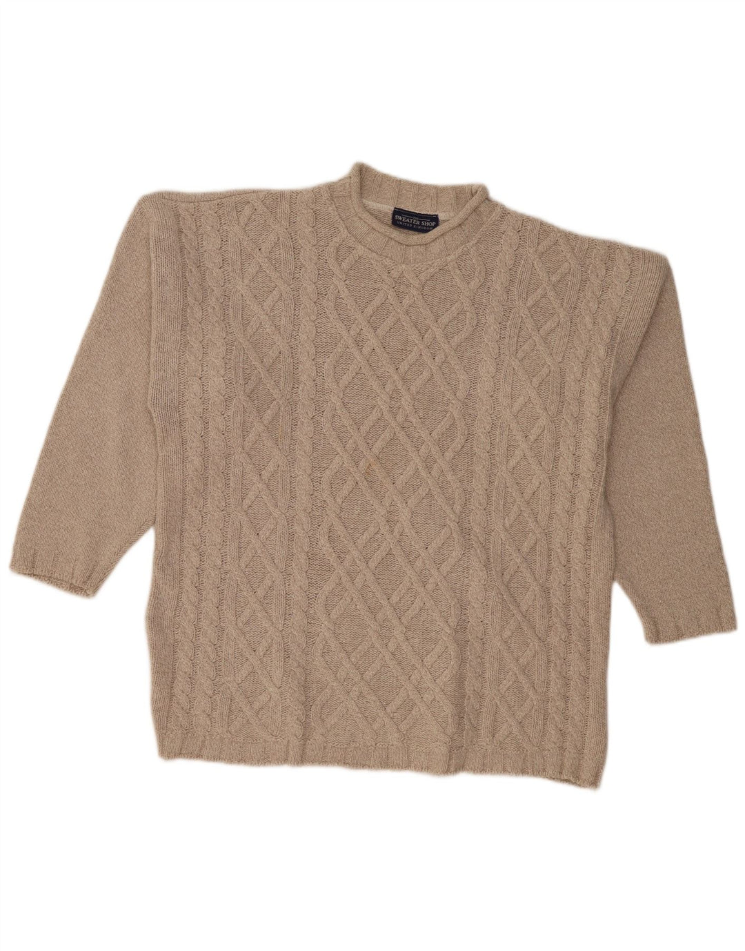 THE SWEATER SHOP Mens Turtle Neck Jumper Sweater Large Beige Cotton