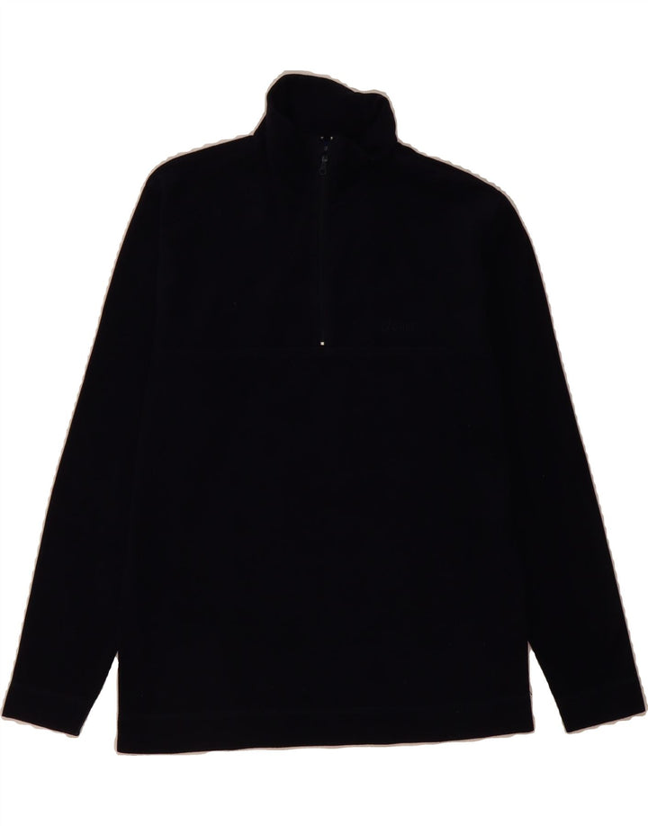 ASICS Womens Zip Neck Fleece Jumper UK 12 Medium Navy Blue Polyester Vintage Asics and Second-Hand Asics from Messina Hembry 