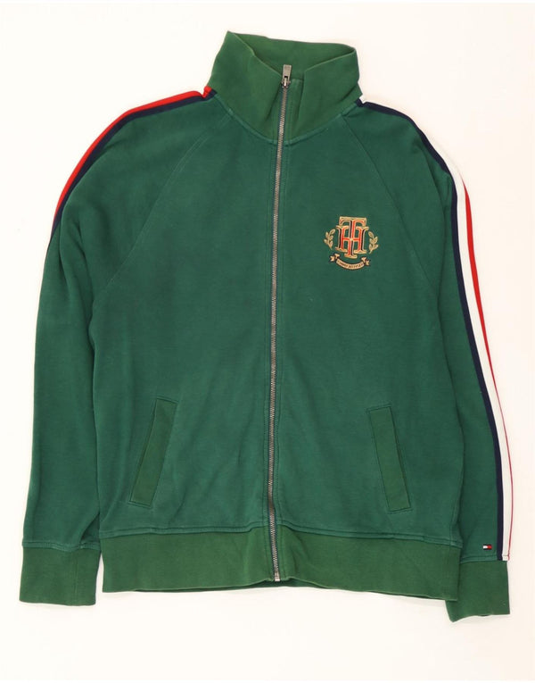 Tommy Hilfiger Mens Tracksuit Top Jacket Medium Green Colourblock