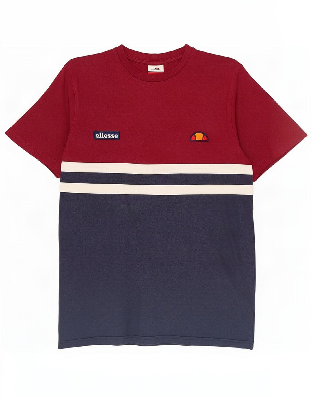 Ellesse Mens T-Shirt Top Small Navy Blue Colourblock