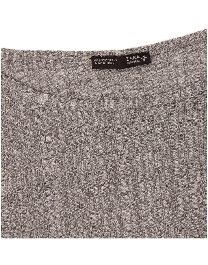 Zara Womens Top Long Sleeve UK 10 Small Grey Flecked