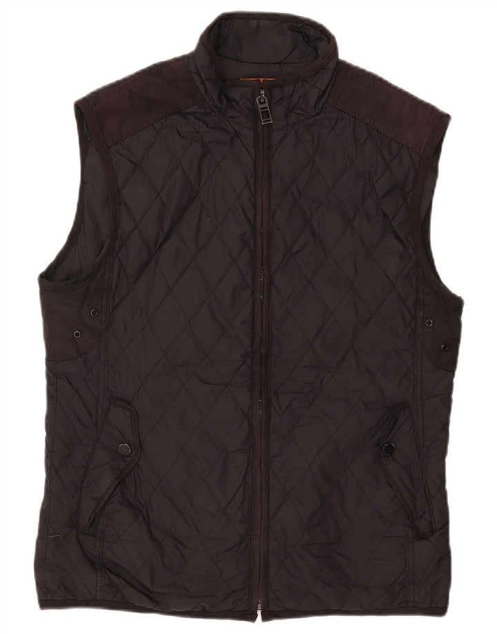 ZARA Mens Quilted Gilet UK 40 Large Black Nylon