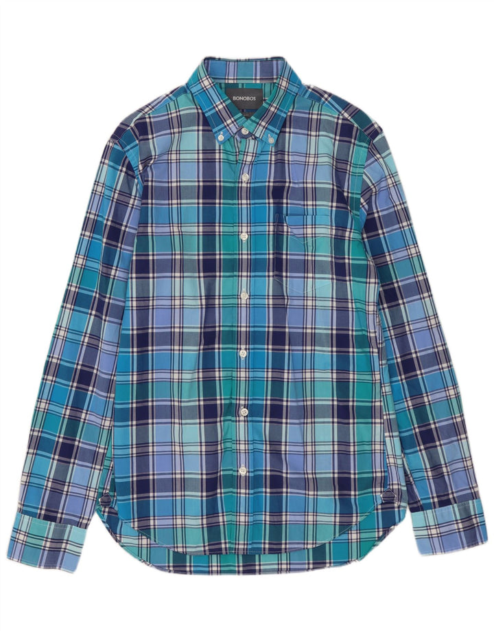 BONOBOS Mens Slim Fit Shirt Small Blue Check Cotton