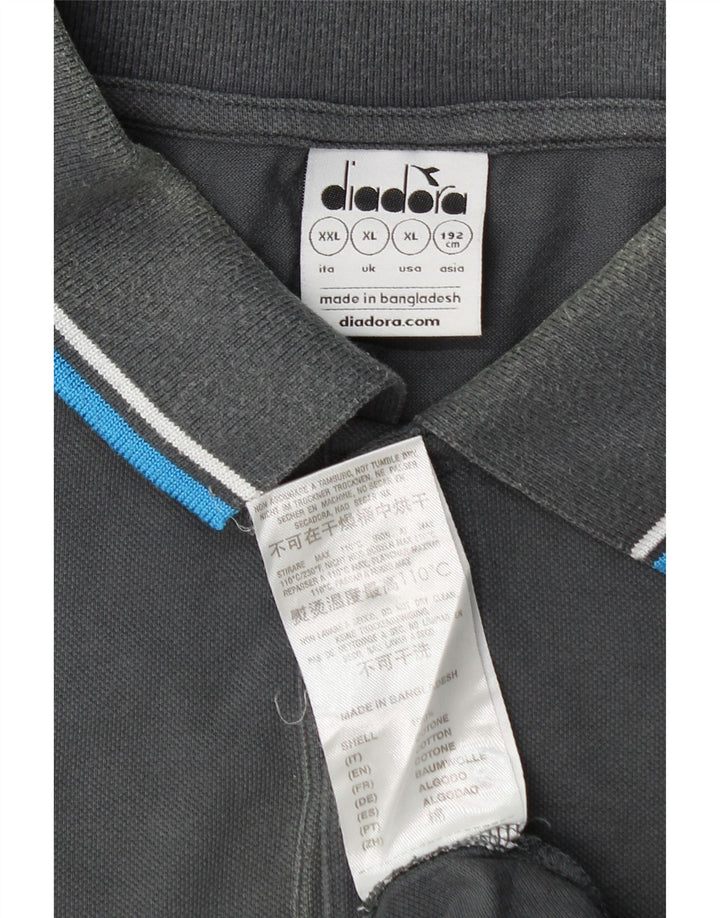 DIADORA Mens Polo Shirt XL Grey Cotton