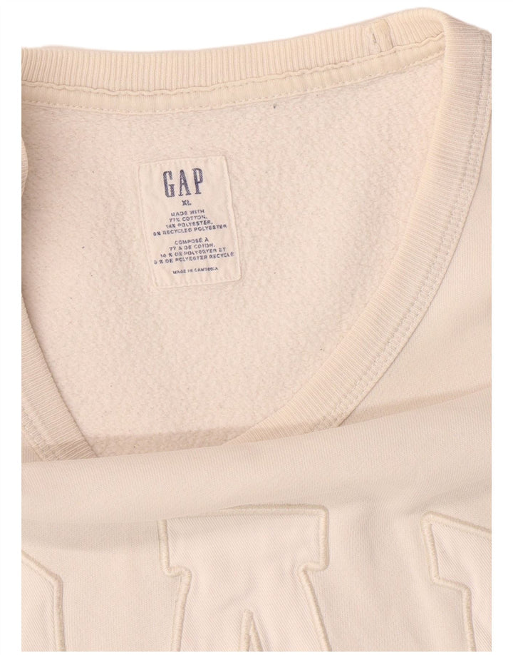 GAP Mens Graphic Sweatshirt Jumper XL White Cotton