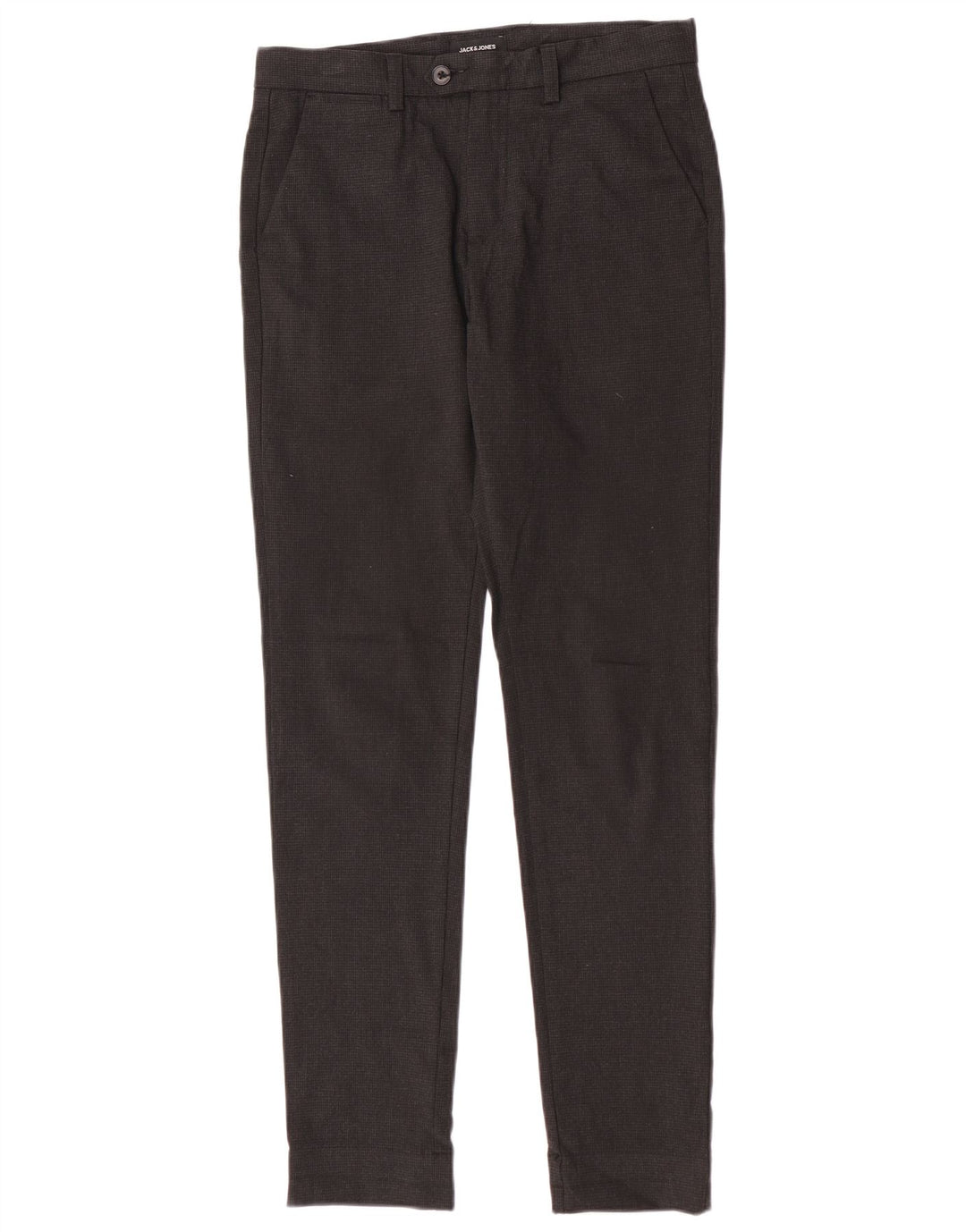 Jack & Jones Mens Slim Suit Trousers W30 L32 Grey Houndstooth Polyester