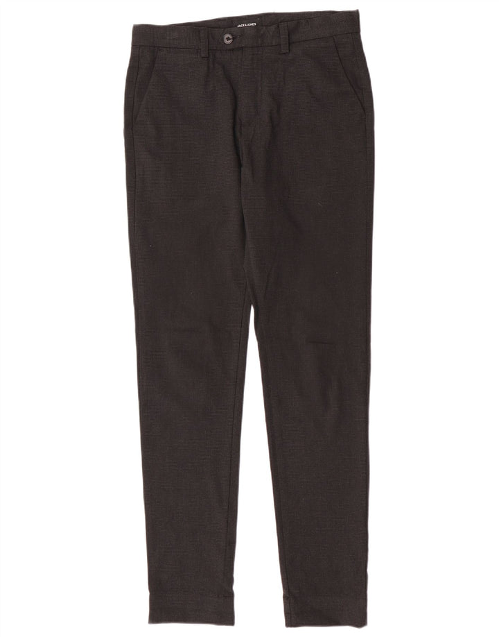 Jack & Jones Mens Slim Suit Trousers W30 L32 Grey Houndstooth Polyester