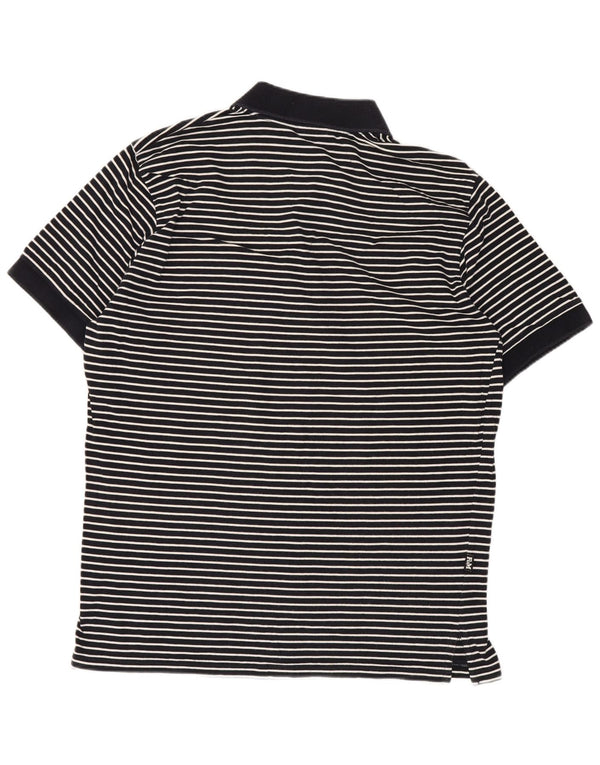 Franklin & Marshall Mens Polo Shirt Medium Navy Blue Striped
