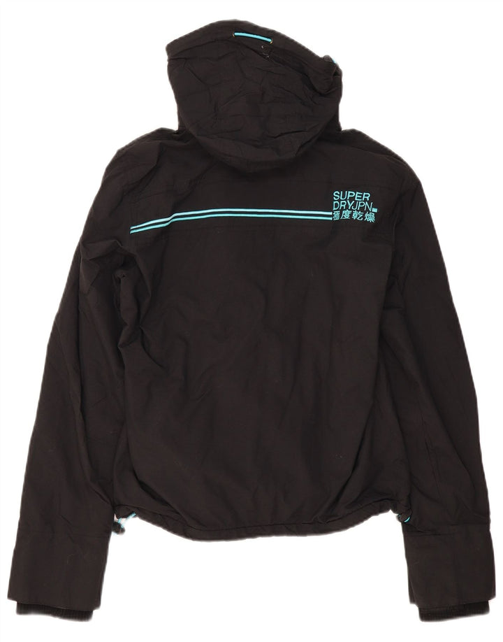 SUPERDRY Womens Windcheater Oversized Windbreaker Jacket UK 10 Small Black