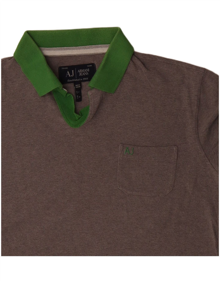 Armani Jeans Mens Polo Shirt Large Grey Cotton