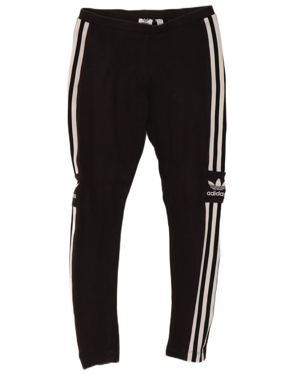 Adidas Womens Graphic Leggings UK 10 Small Black Cotton Sports