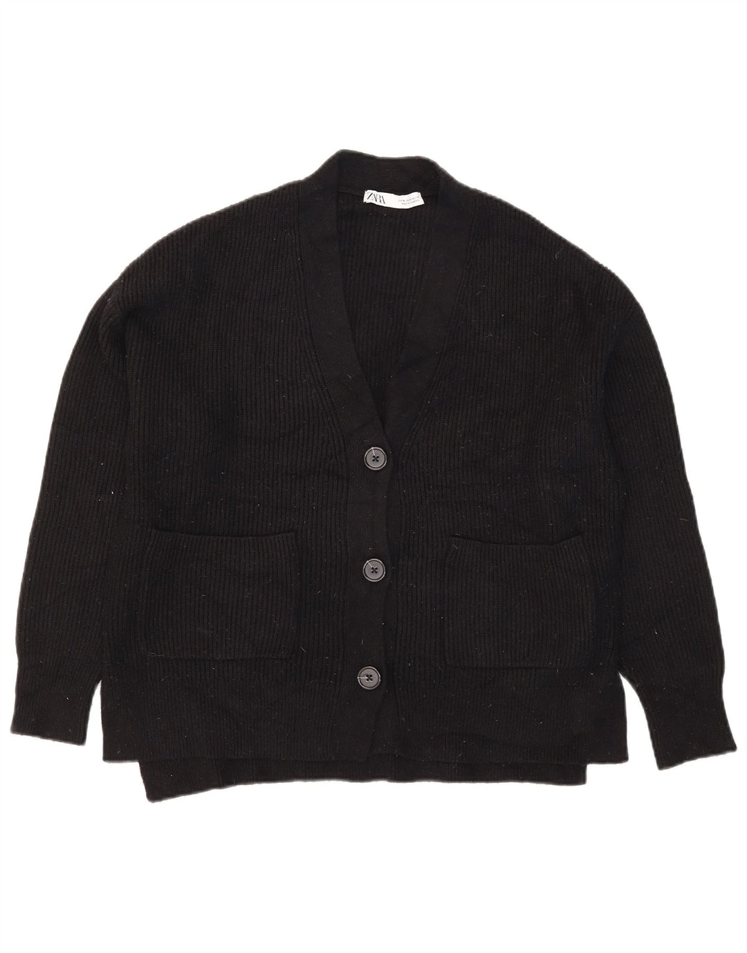 Zara Womens Oversized Cardigan Sweater UK 14 Medium Black