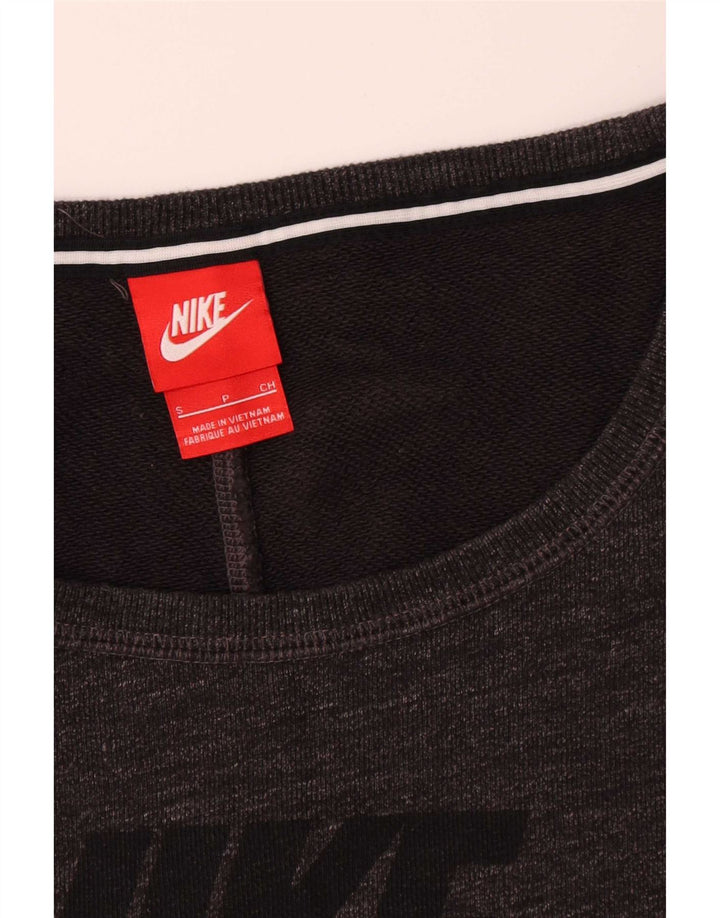 Nike Womens Graphic Oversized Sweatshirt Jumper UK 10 Small Grey Cotton