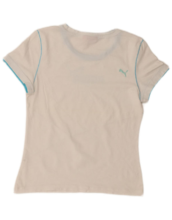 Puma Womens Graphic T-Shirt Top UK 14 Large White