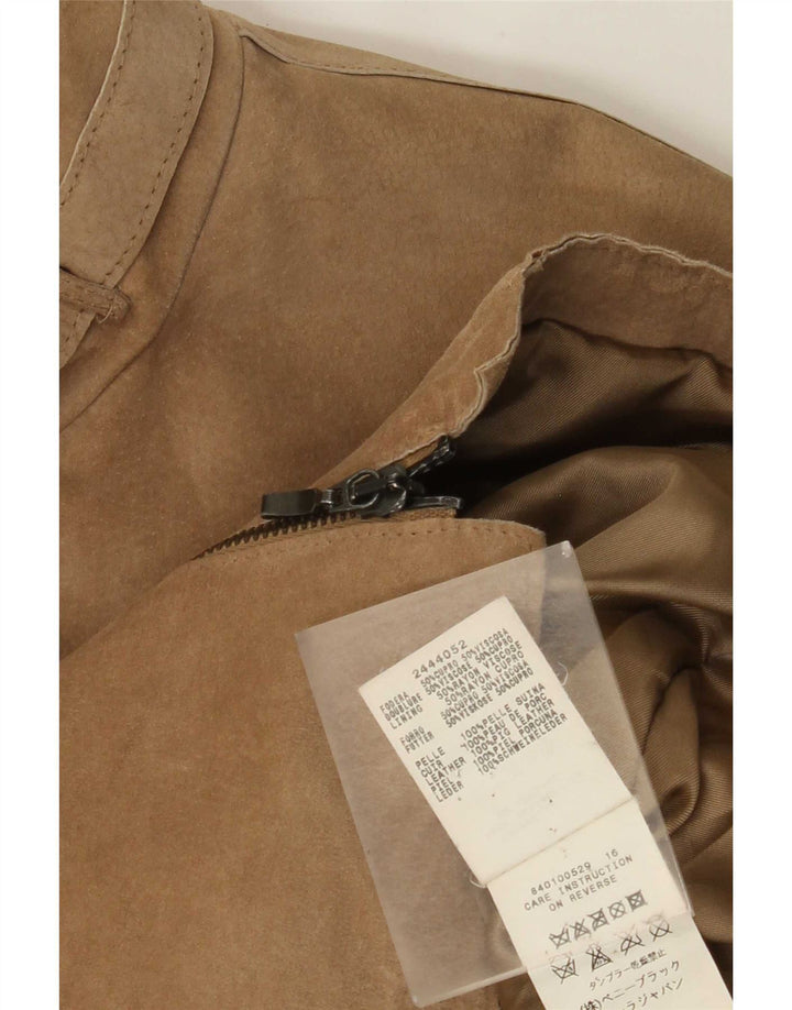 Penny Black Womens Suede Jacket UK 12 Medium Beige Leather