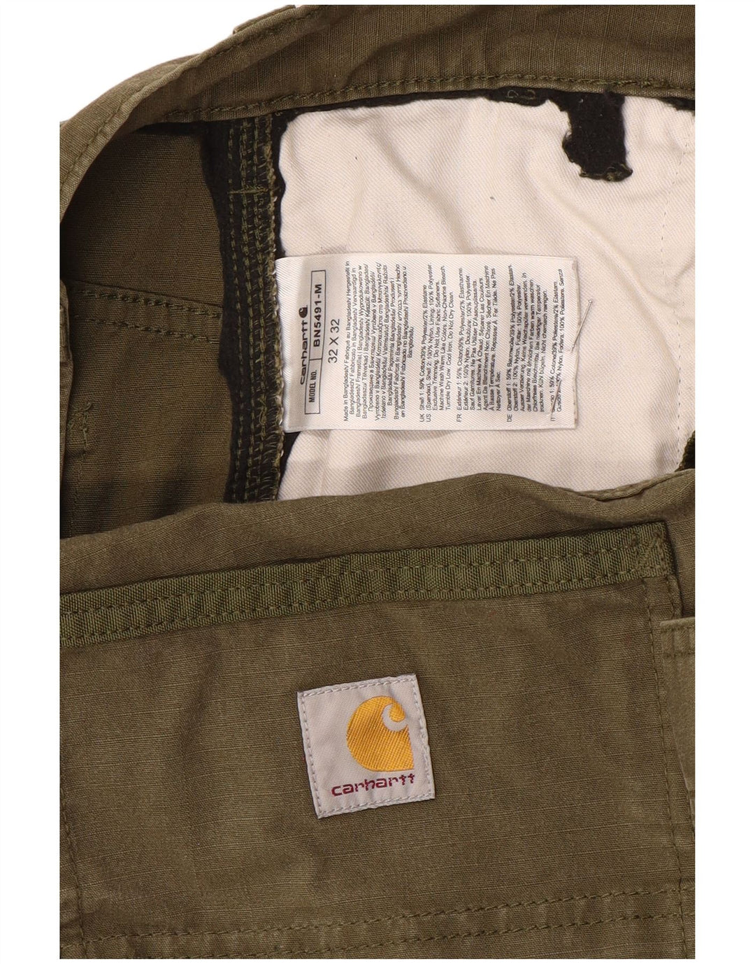 Carhartt Mens Relaxed Fit Cargo Trousers W32 L32 Khaki Cotton