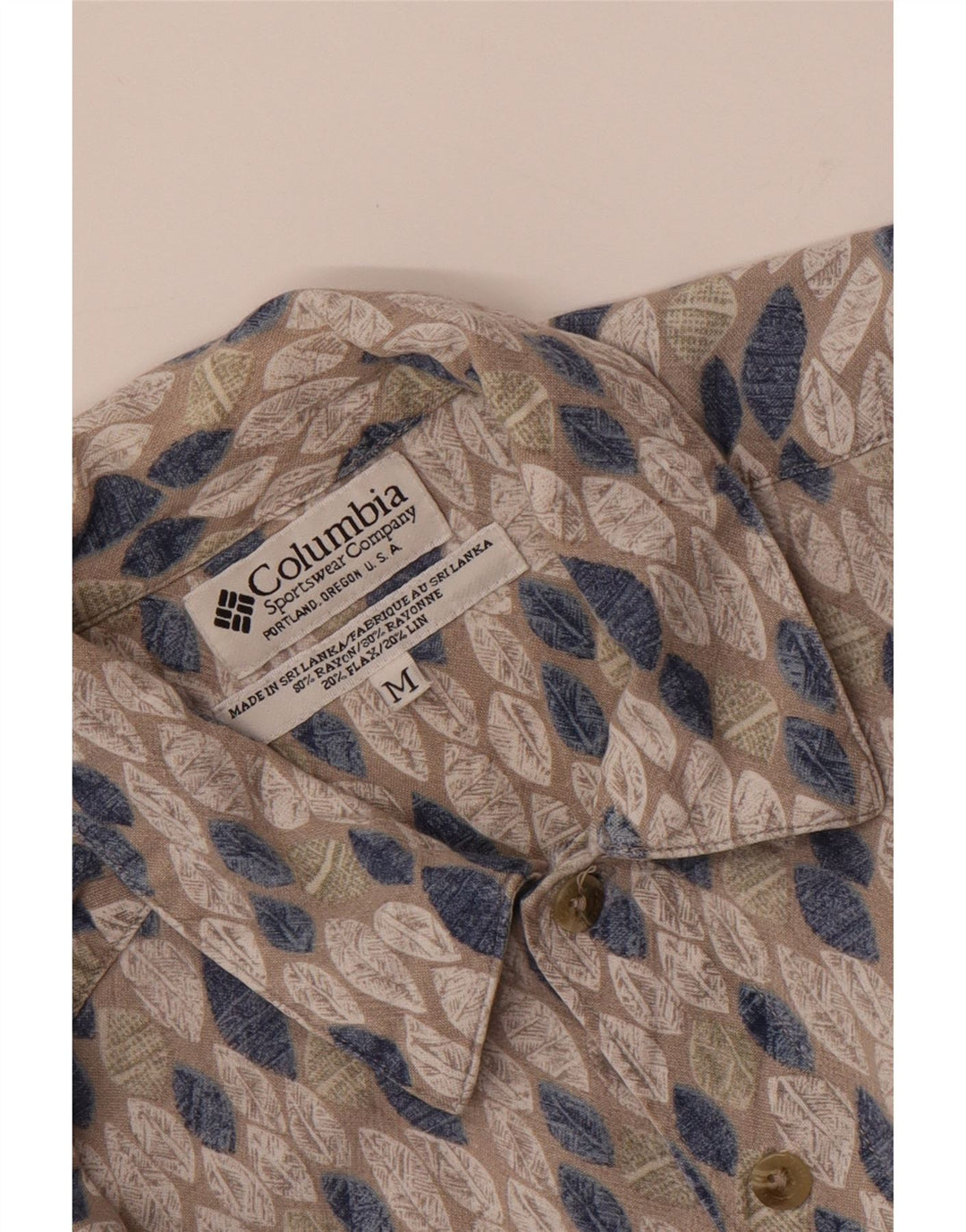 COLUMBIA Mens Short Sleeve Shirt Medium Grey Geometric Rayon