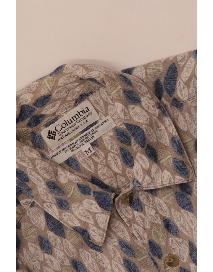 COLUMBIA Mens Short Sleeve Shirt Medium Grey Geometric Rayon