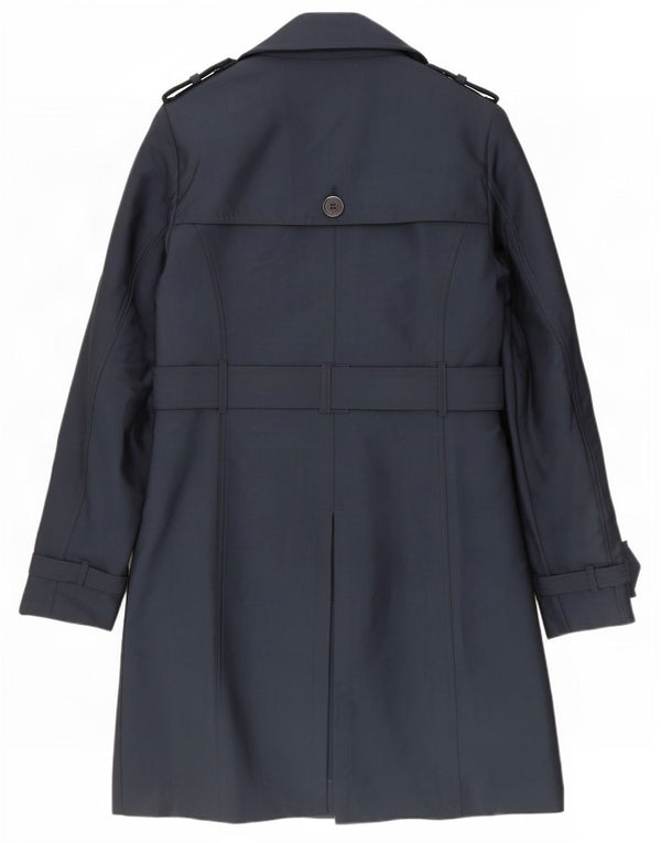 Superdry Womens Trench Coat UK 12 Medium Navy Blue Polyester