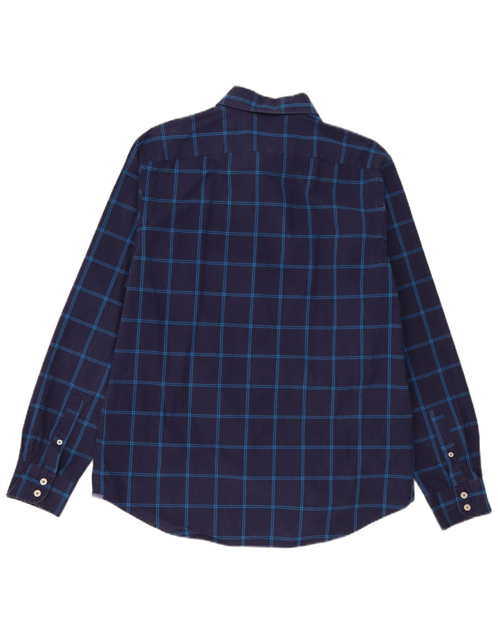 Boden Mens Shirt Large Navy Blue Check Cotton