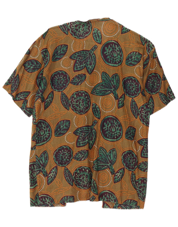 IDEA Womens Short Sleeve Cardigan Top UK 14 Medium Khaki Floral