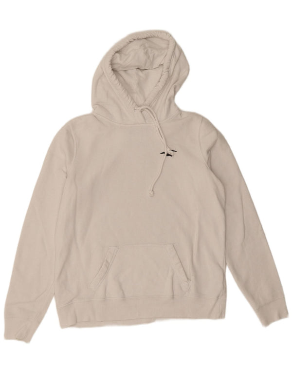Hollister Womens Graphic Hoodie Jumper UK 14 Medium White Cotton