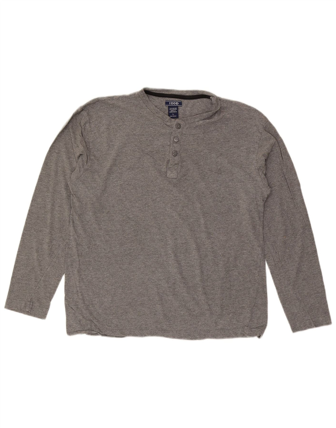 IZOD Mens Top Long Sleeve Large Grey Cotton