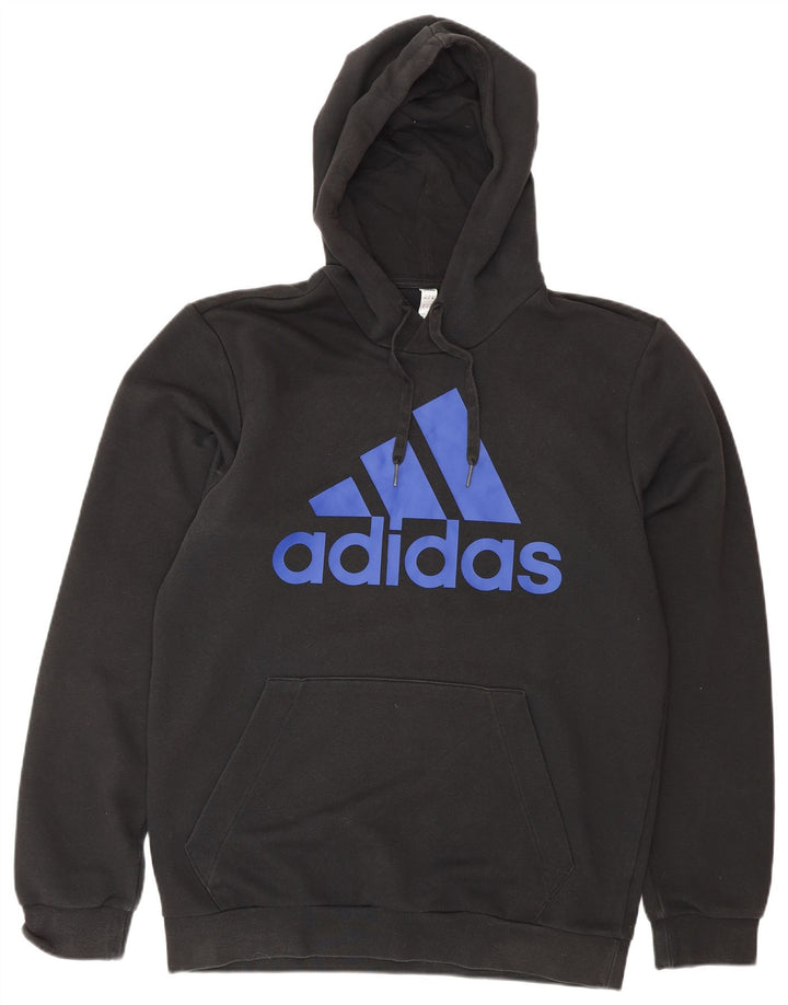 ADIDAS Mens Graphic Hoodie Jumper UK 40/42 Medium Black Cotton