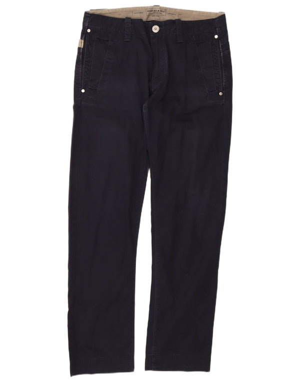 MURPHY & NYE Mens Straight Chino Trousers W34 L32 Navy Blue Cotton