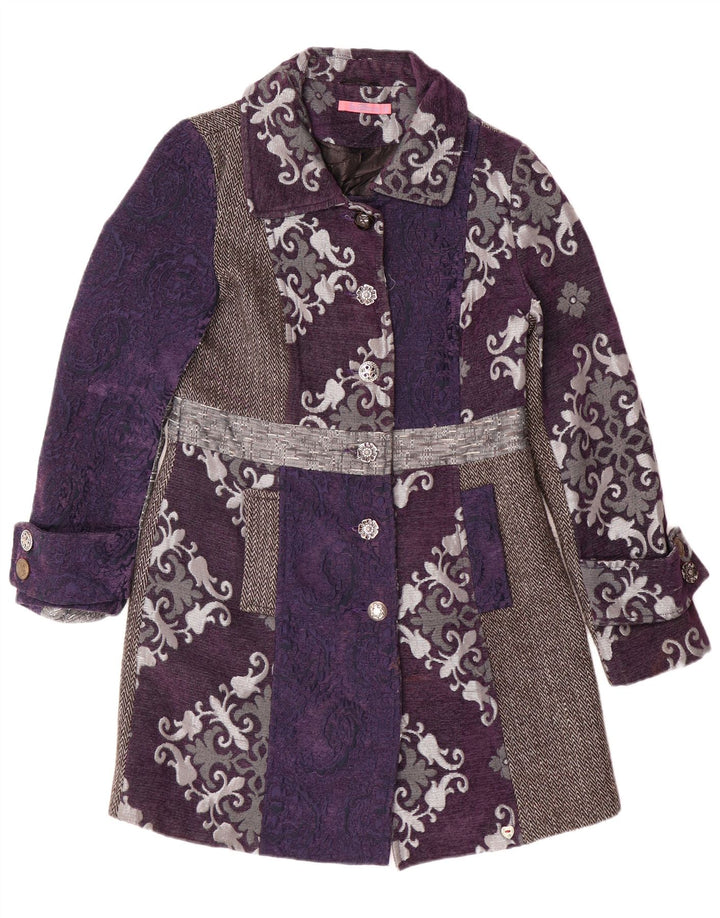 JOE BROWNS Womens Overcoat UK 12 Medium Purple Floral Classic