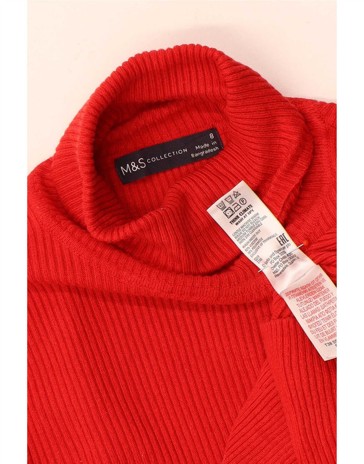 Marks & Spencer Womens Top Long Sleeve UK 8 Small  Red Viscose