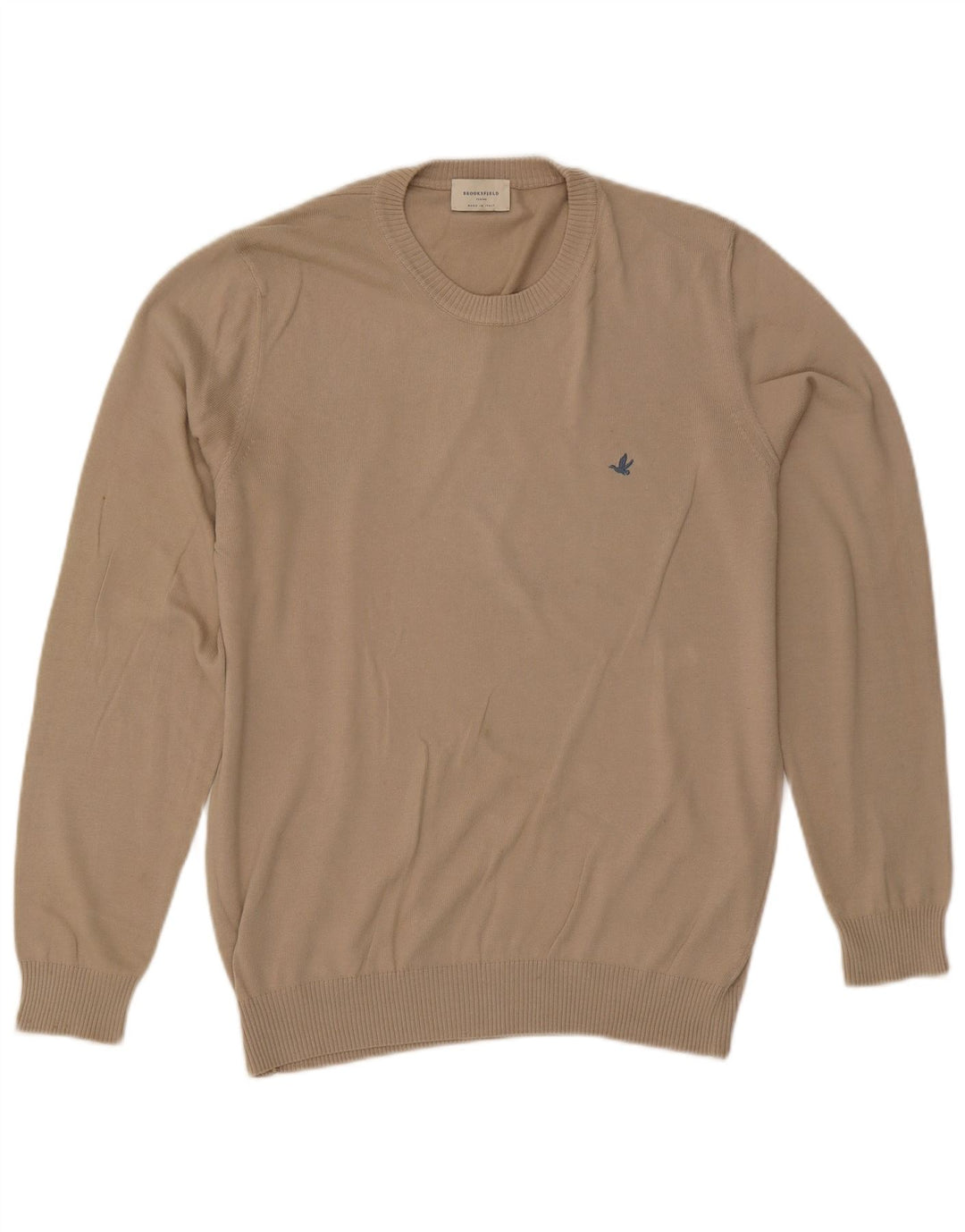 Brooksfield Mens Crew Neck Jumper Sweater Medium Beige