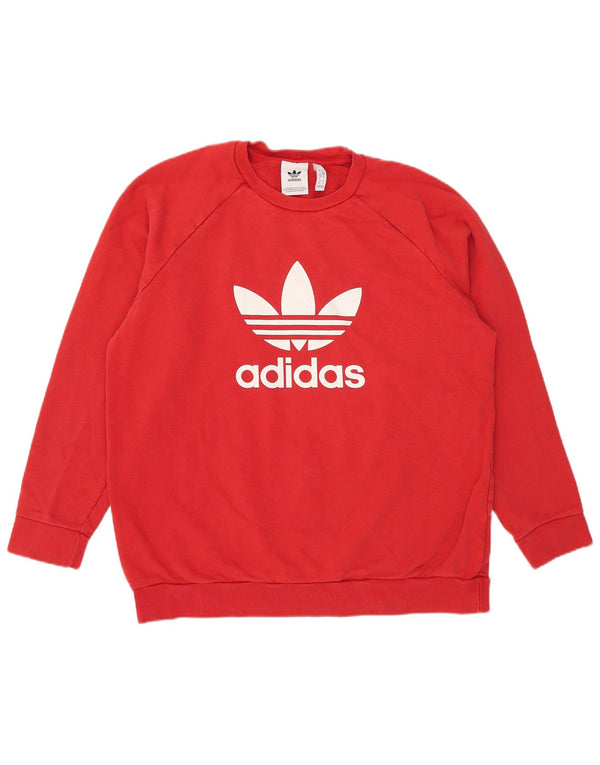Adidas Mens Graphic Sweatshirt Jumper Large Red Cotton
