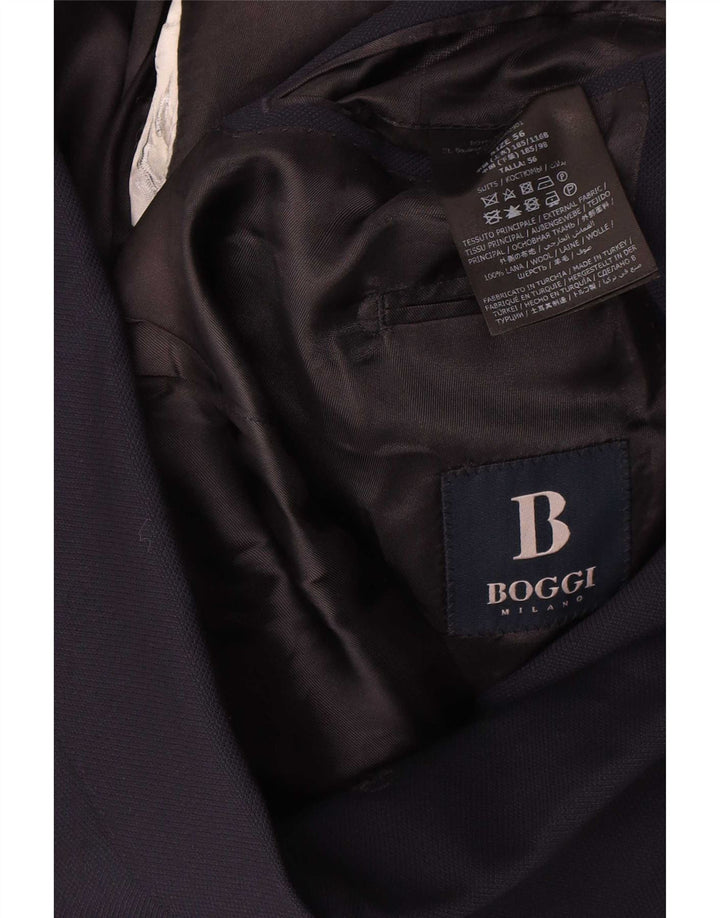 Boggi Mens Milano 2 Button Blazer Jacket IT 56 3XL Navy Blue Wool