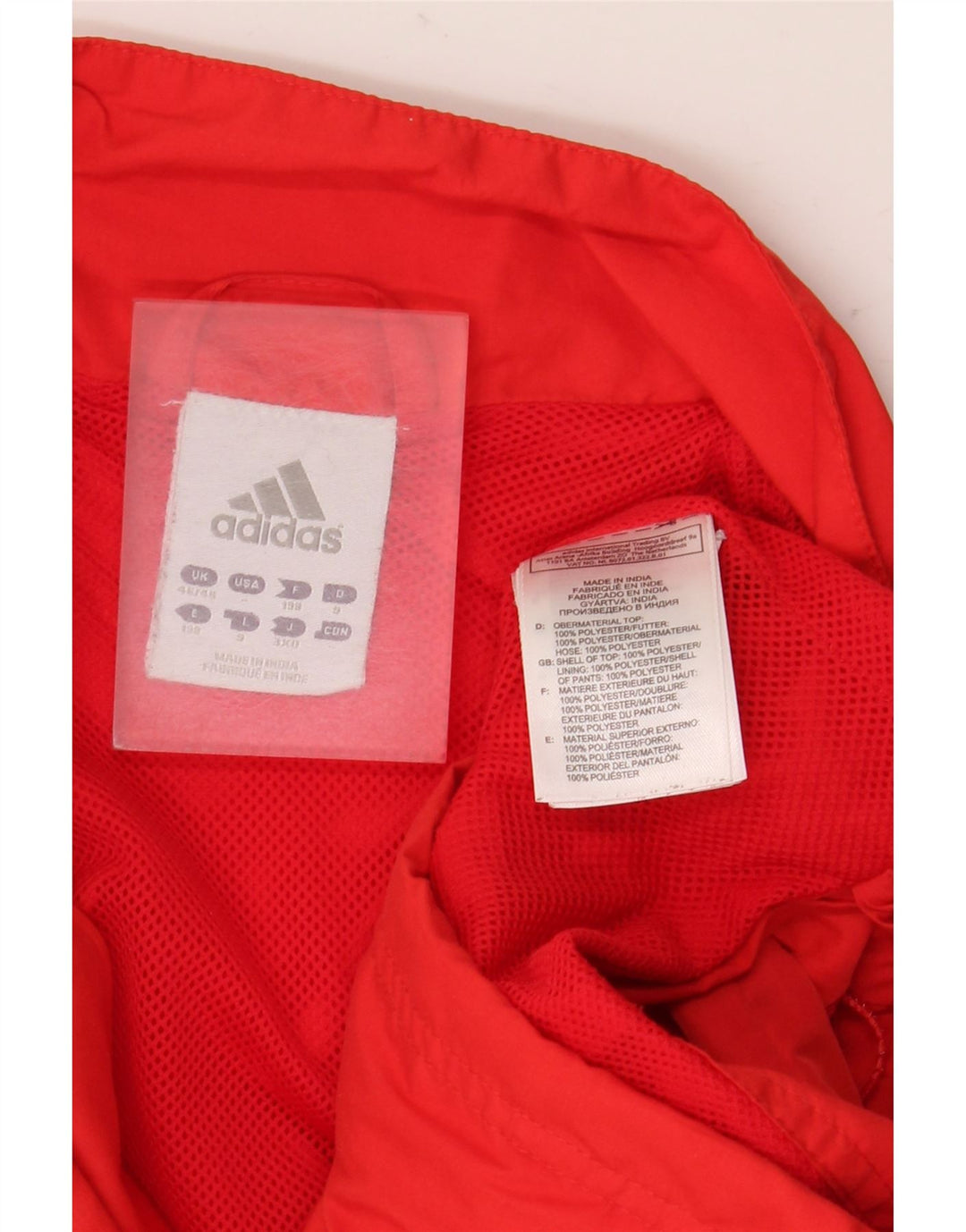 ADIDAS Mens Rain Jacket UK 46/48 XL Red Colourblock Polyester