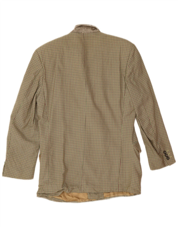 Pierre Laffitte Mens Longline Blazer Jacket UK 38 Medium Green Houndstooth